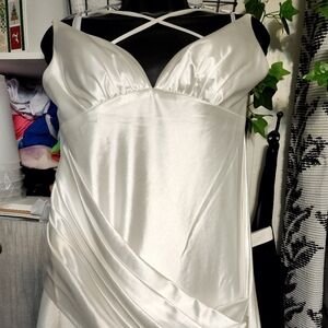Elegant White Satin Dress